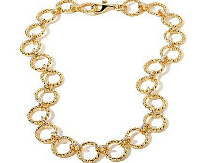 Audrey Hepburn 26 Inch Gold Necklace with Crystals by Camrose and Kross for Wedding Anniversary or Birthday Gift for Her