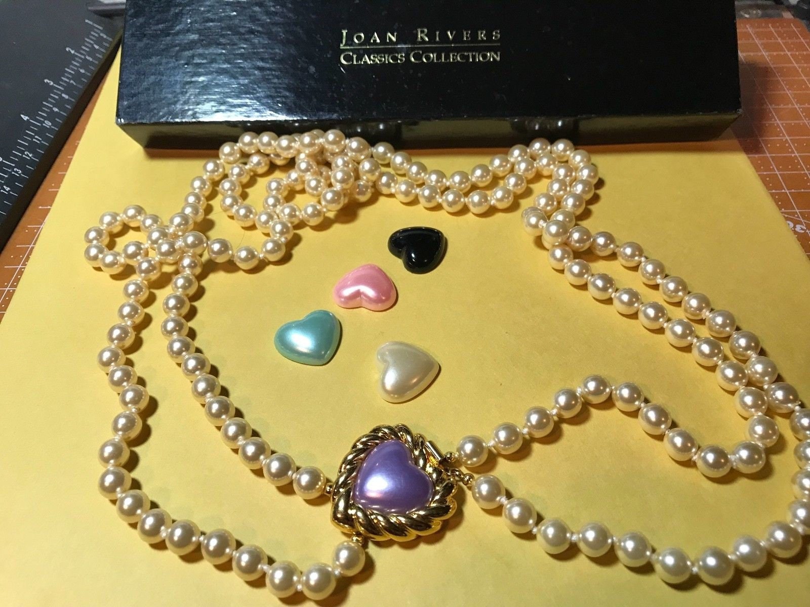 Joan Rivers Pearl Necklace with Interchangeable Hearts for Clasp S3125