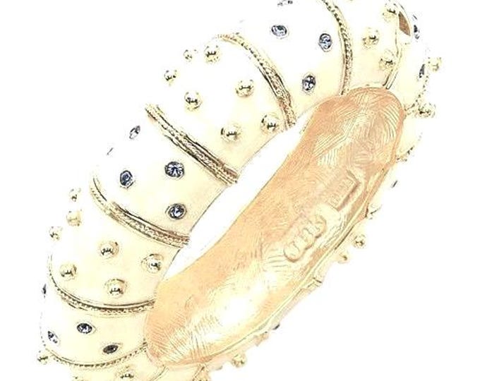 RARE Jackie Kennedy Hinged Bangle Bracelet JBK Cream Color Bracelet SIZE 7 by Camrose Kross Gift for Her Birthday or Anniversary - 125