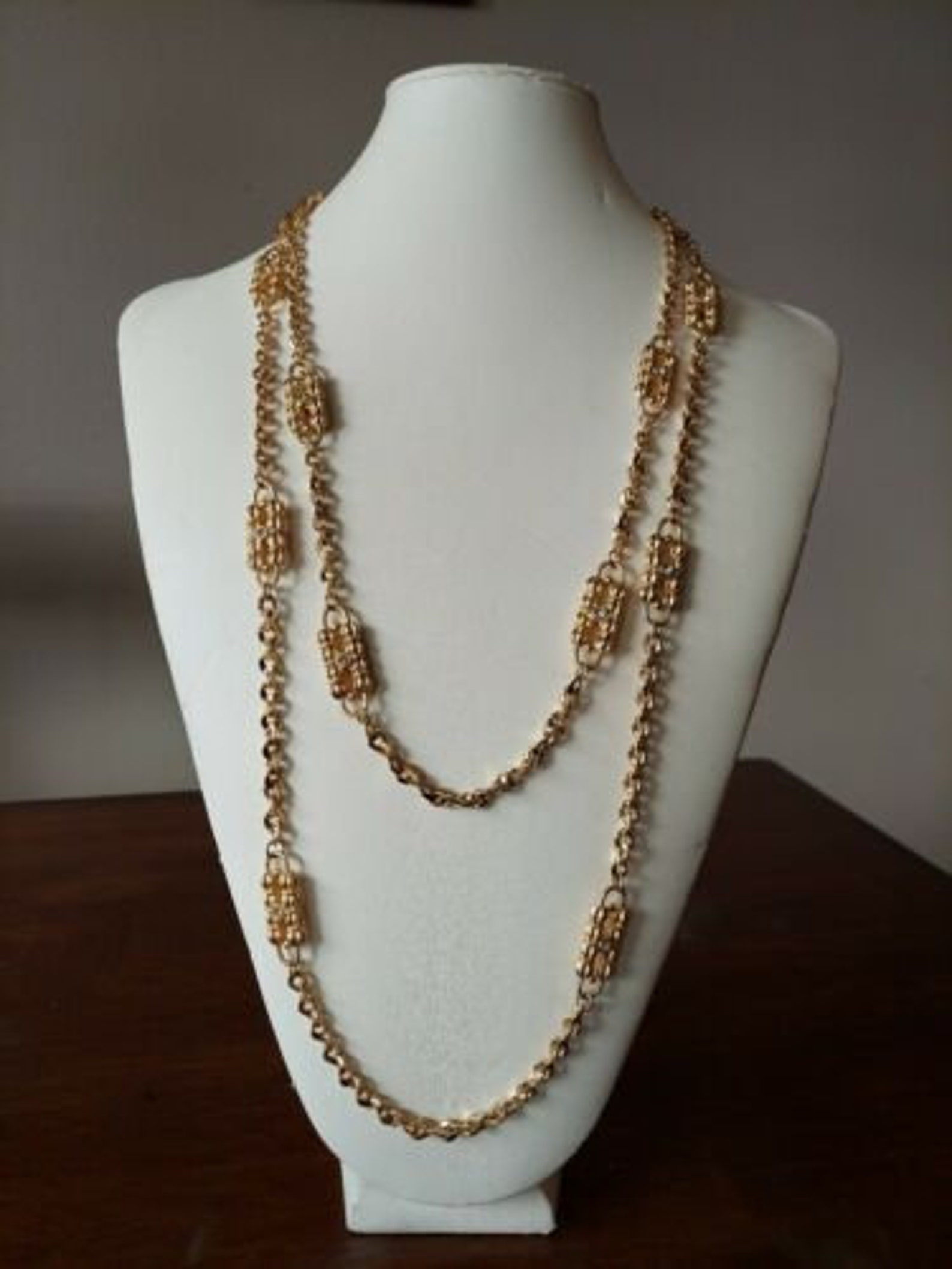 Jackie Kennedy Gold Paperclip Necklace With Clear Stones 2 - Etsy