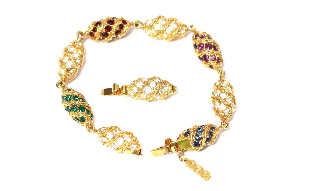 Gold Egg Bracelet With Multicolor Stones From Jackie Kennedy