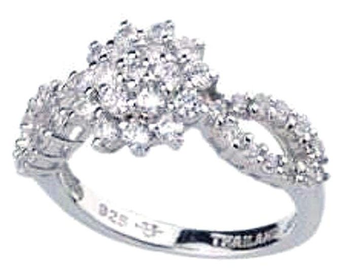 Jackie Kennedy Crystal Ring JBK Silver Ring with Crystals by Camrose Kross Gift for Her  Anniversary or April Birthday or Gift for Woman