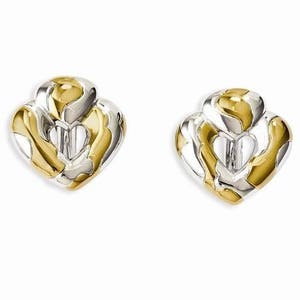 JBK Gold & Silver Heart Clip-on Earrings: Jackie Kennedy Replica