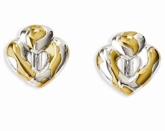 JBK Gold and Silver Heart Earrings Jackie Kennedy Heart Clipon Earrings by Camrose Kross Gift for Valentine's Day or Gift for Woman - 017v