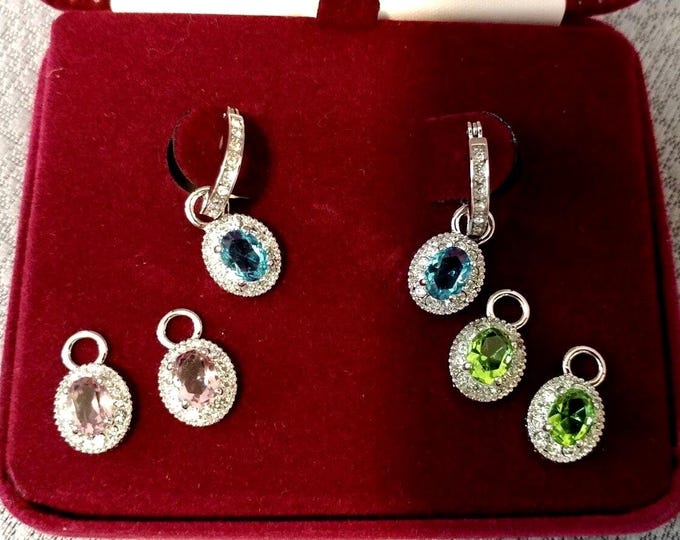 RARE Jackie Kennedy Silver Charm Earrings JBK Multi Color Pierced Earrings by Camrose Kross Gift for Her Anniversary or Birthday - 244