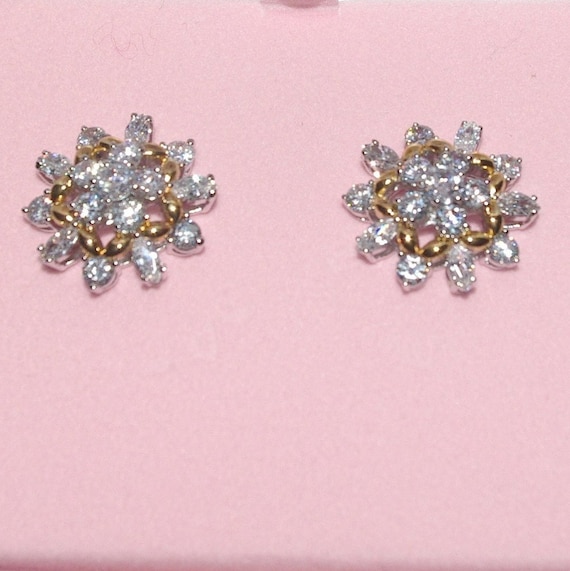 Audrey Hepburn Earrings,- Crystal with Gold Accent