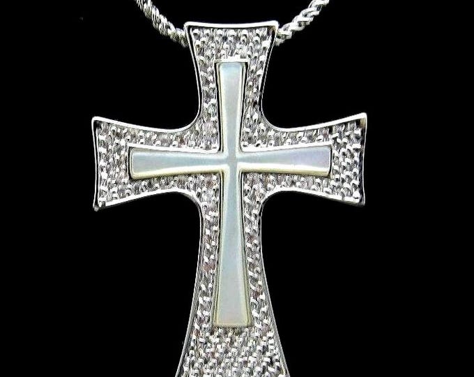 Jackie Kennedy Cross Necklace JBK Silver Mother of Pearl Cross Necklace by Camrose Kross Gift for Her Wedding Anniversary or Birthday - 540