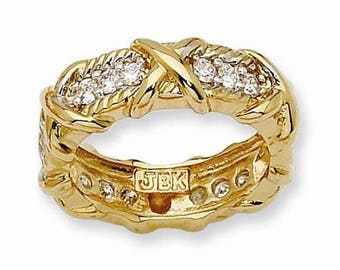 Jackie Kennedy Gold Eternity Band Ring with Clear Crystals by Camrose and Kross for Wedding Anniversary or Birthday Gift for Her