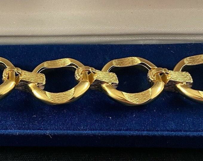 Jackie Kennedy Link Bracelet with Brushed Gold Finish by Camrose and Kross for Wedding Anniversary or Birthday Gift for Her - 449