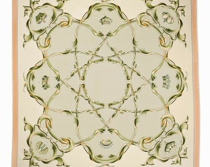 Jackie Kennedy Crown Silk Scarf Replica - Camrose & Kross Beige 35" Square