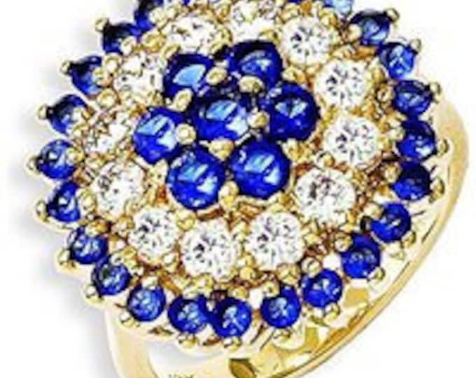 Jackie Kennedy Blue Ring JBK Blue and Gold Ring with Crystals by Camrose Kross Gift for Her Anniversary or Birthday Gift for Woman -  M82