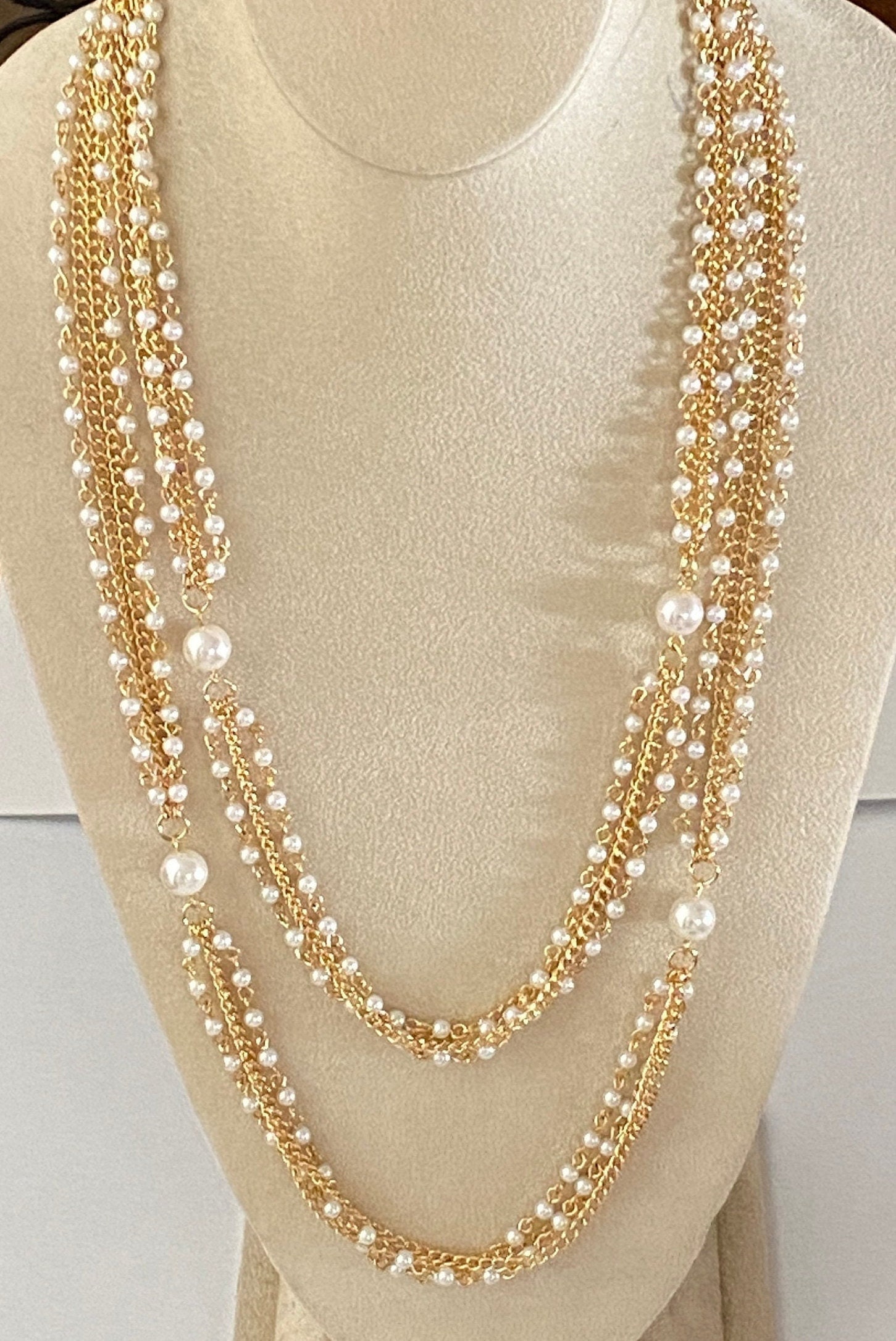 Long Multi Chain Necklace with Pearls from The Audrey Hepburn ...