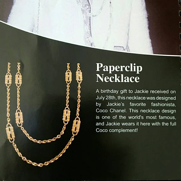 Amazon.com: Jacqueline Jackie Kennedy Paperclip Necklace (Silver-Rhodium)  Clear CZ Stones or Blue Sapphire: Clothing, Shoes & Jewelry