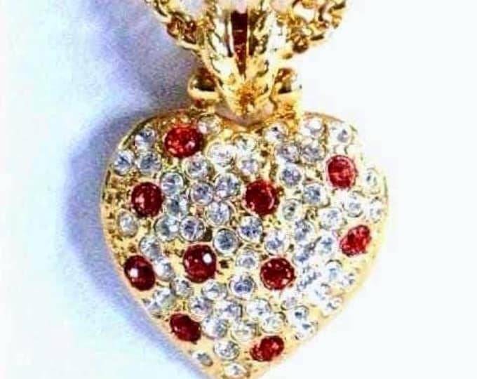 GIFT for MOTHER Jackie Kennedy Crystal Heart Necklace JBK Heart Necklace in Gold by Camrose Kross Gift for Mother or Gift for  Woman - 211md