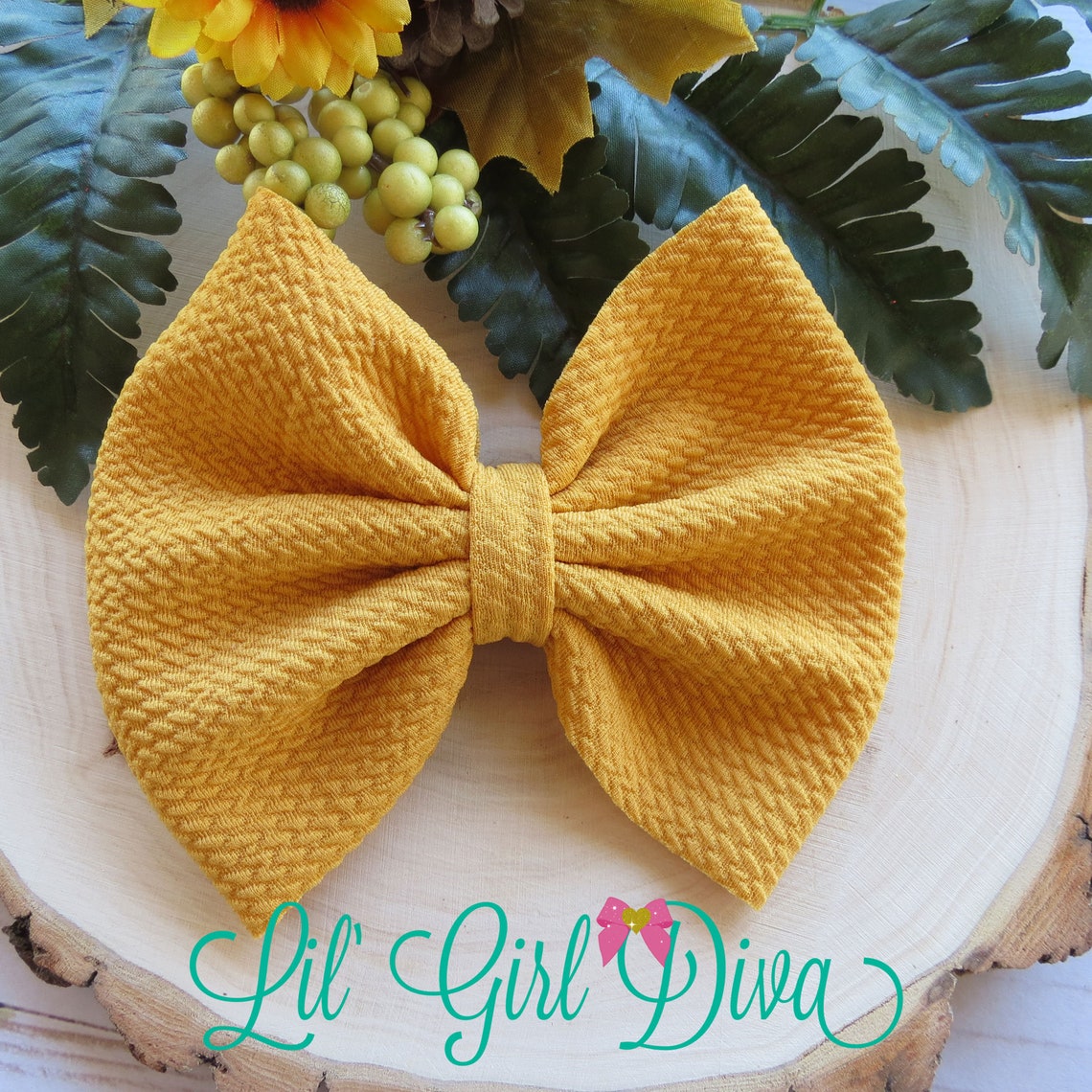 Mustard Bullet Fabric Bow Messy Bow Clips Bullet Fabric Bow Etsy