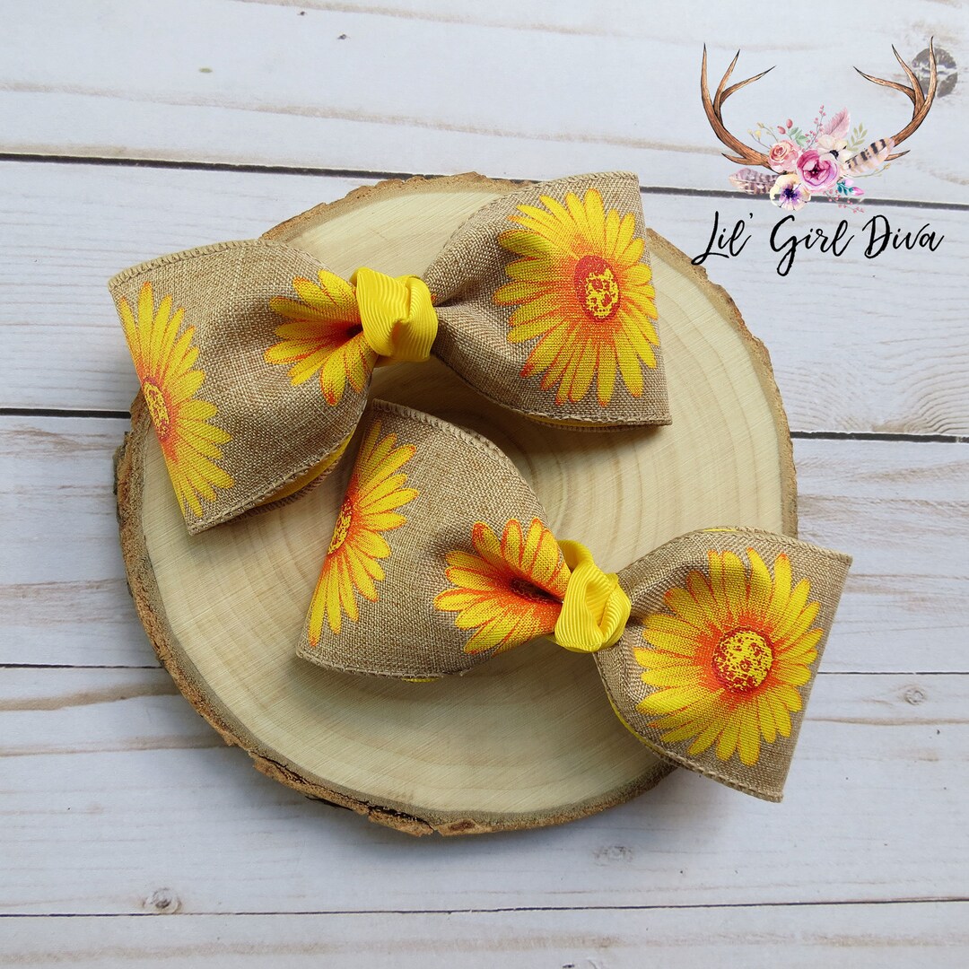 Gerber Daisy Burlap Bow Piggies Pigtail Bows Burlap Bows Etsy