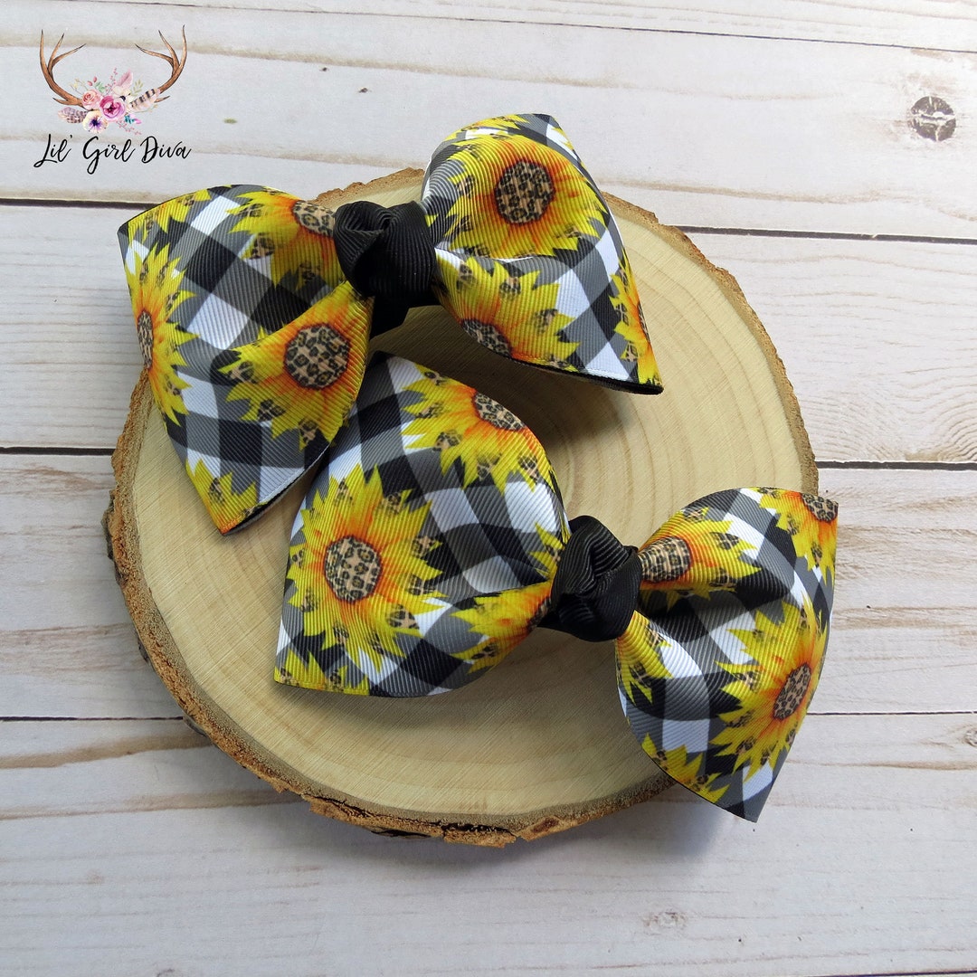 Black & White Buffalo Plaid Sunflower Piggies Sunflower Etsy