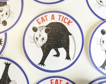 Vinyl Sticker - "Eat a Tick" Possum sticker