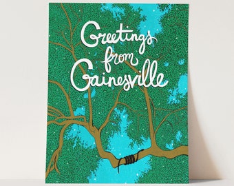 Greetings from Gainesville - 11"x14" Art Print - Gainesville, Florida