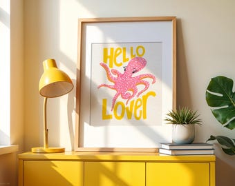 Pink Octopus Art Print | Hello Lover | 8x10 and 11x14