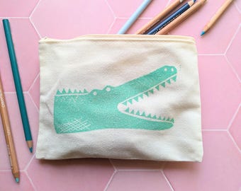 Alligator Block Print Pouch