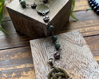 Emerald Mini Rosary / Pocket Rosary - Attuned to Goddess Freya, Crystals, Prayer Beads