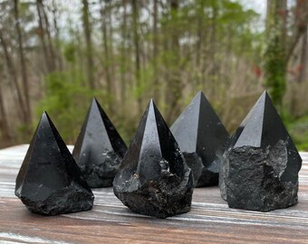 Black Tourmaline Top Polished Points - Crystals, Standing