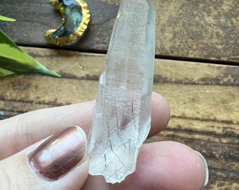 Lemurian Seed Quartz Crystal (Item #003) - With Black Rutile Inclusions