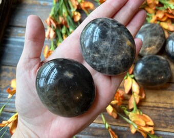 Black Moonstone Palm Stone - Crystals