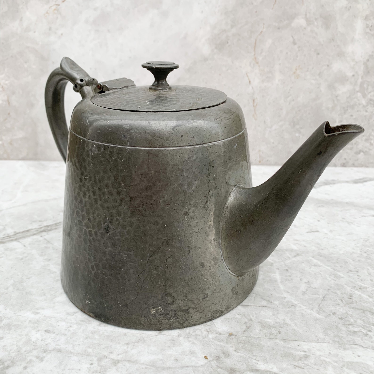 Argent Pewter English Made Vintage Hammered Pewter Teapot Etsy