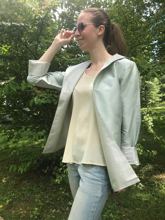 Reversible Silk Jacket Pale Yellow cream Pale Blue light Silver A Nicole Edwards Item 100 Silk Etsy