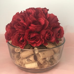 Faux Red Rose Floral Table Centerpiece Arrangement