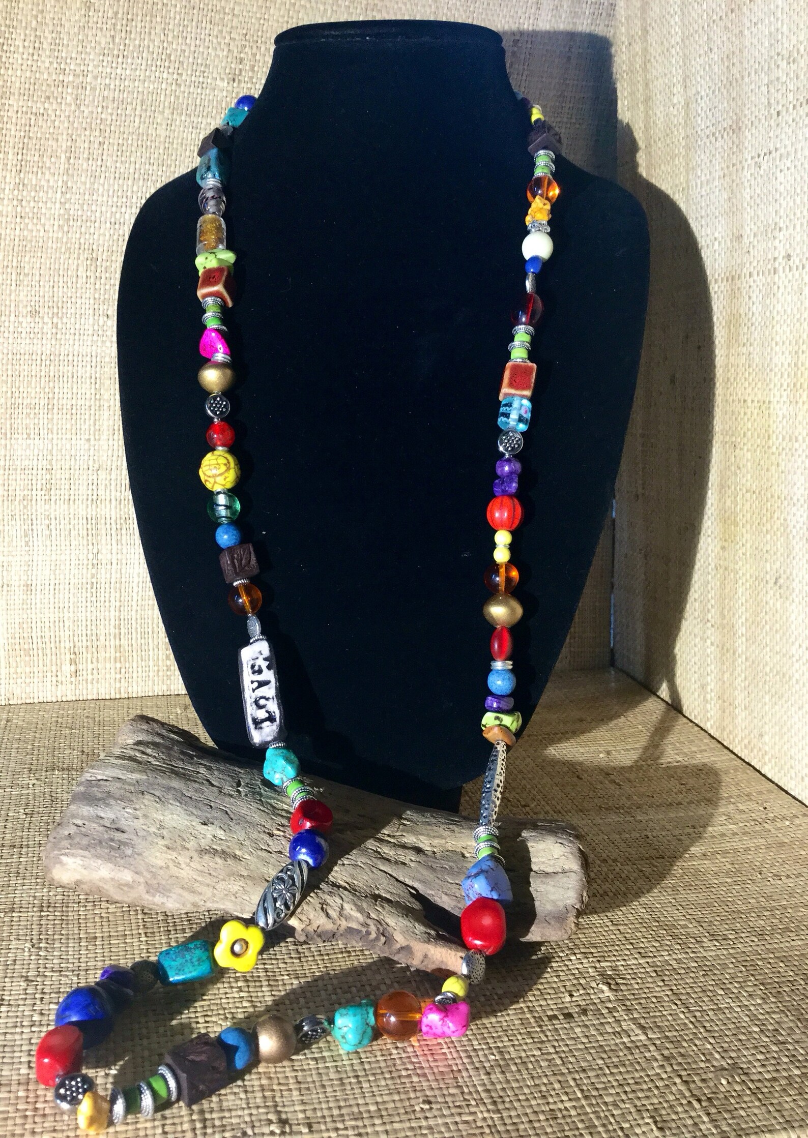 Multicolored beaded necklace | Etsy