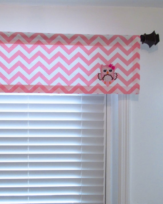 Items similar to OWL Zig Zag Valance Kids Nursery Baby Pink Chevron