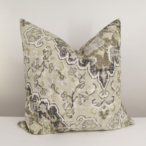 Boho Oriental Pillow Cover/ Grey-Beige Ikat Throw Pillow / Decorative Accent Pillow/  Cushion Cover #150