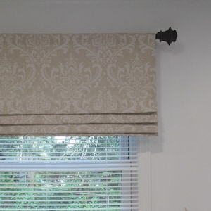 Faux Roman Shade/ Lined Mock Valance/ Fake Flat Roman Shades/ Blend Cloud Oatmeal Damask/ Custom Sizing Available!  #228