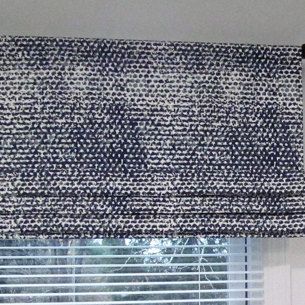 Faux-Fake Roman Shade/ Lined Mock Valance/ 4 Color Choice Navy, Spa, Gray  or Black/ Custom Sizing Available! #144