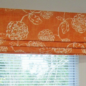 Faux-Fake Roman Shade/ Orange Floral Mock Roman Valance/ Magnolia Adele Tangelo/ Custom Sizing Available! #111