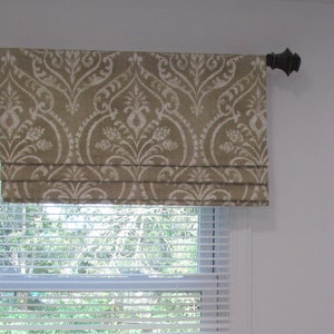 Sand and White Faux Roman Shade/Fake Roman Shades/ Lined Mock Roman Valance/ Window Valance/ Custom Sizing Available! #244