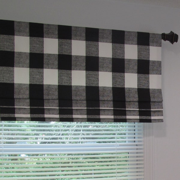 Buffalo Checkered Faux Roman Shade/ VARIETY COLOR & SIZE/ Lined Fake Roman Shade/ Modern Farmhouse Gingham Plaid/ #104