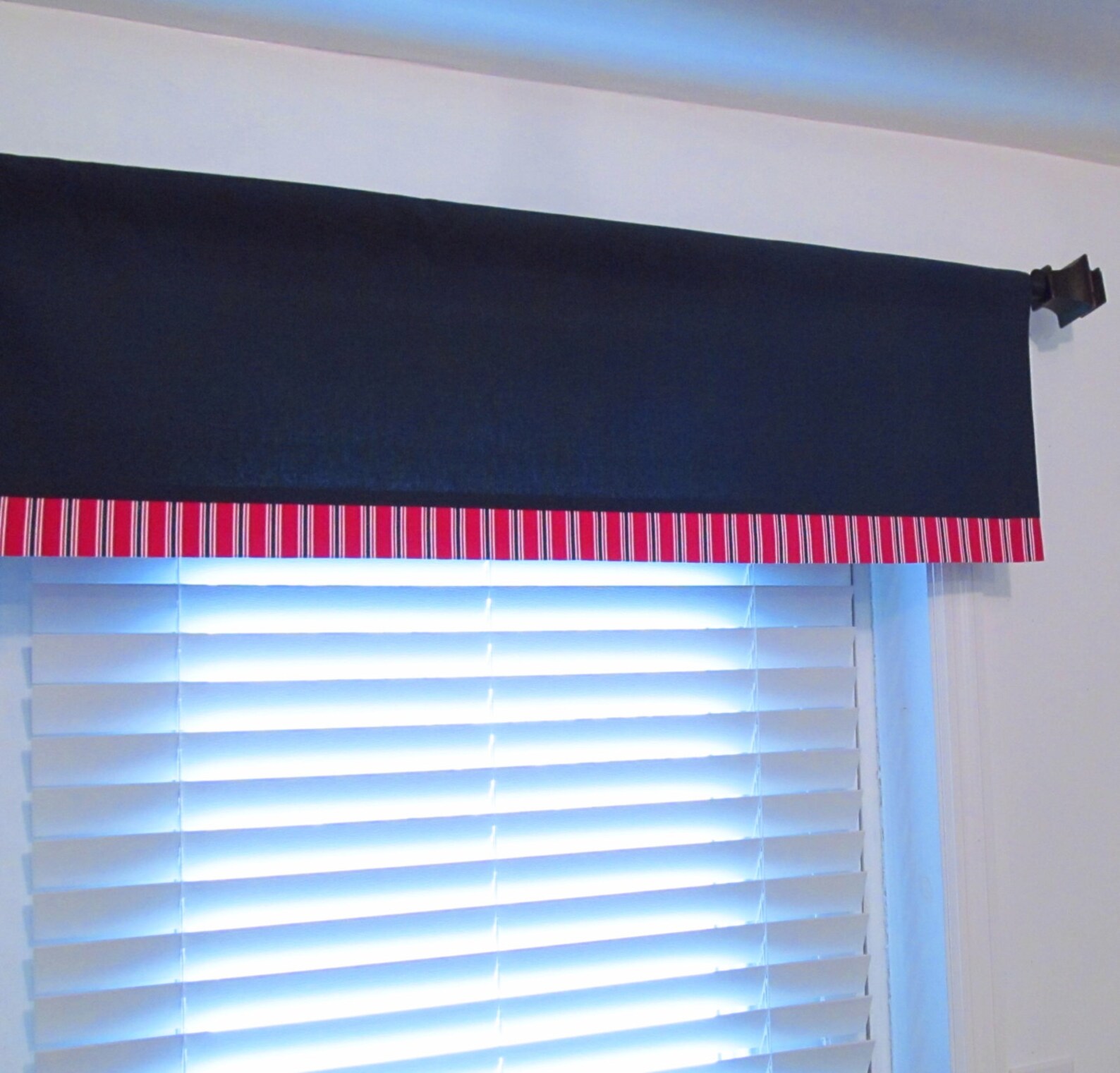 Nautical Valance/ Boys Room Decor/ Navy Blue Red White/ Custom Sizing