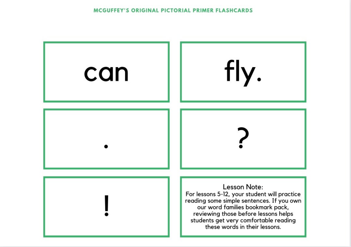 Mcguffey's Original Pictorial Primer Flashcards and Guide - Etsy