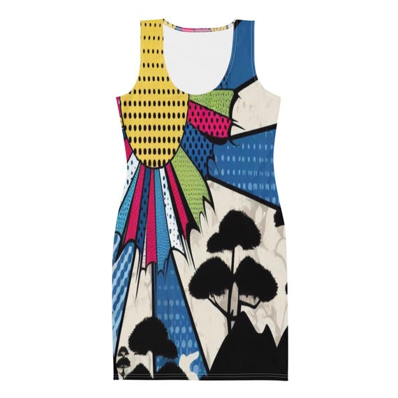 comic book bodycon dress Comic Pop Art Cherry Blossom Bodycon Dress