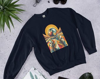 Astronaut mehrfarbiges geometrisches Weltraum-Sweatshirt