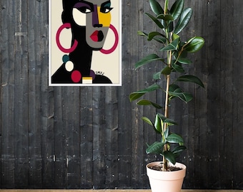 1920s Art Deco African Woman Print, Minimalist Framed Poster
