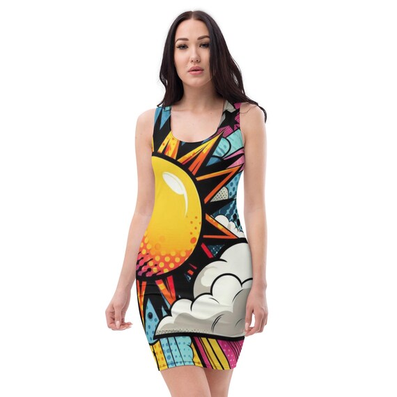 comic book bodycon dress Almost Famous Dress Pop Art Comic Book Print Bodycon Cut Out Back (Size S  or M?)