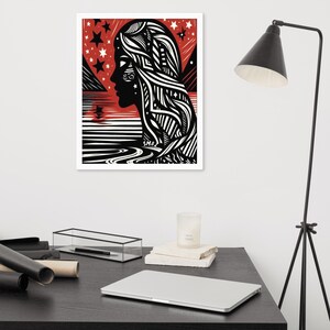 Dark Goddess Celestial Wall Art, Framed poster Print, Mystical Goddess art
