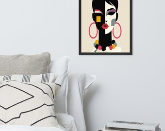 Retro Art Deco African Woman Framed Art Print