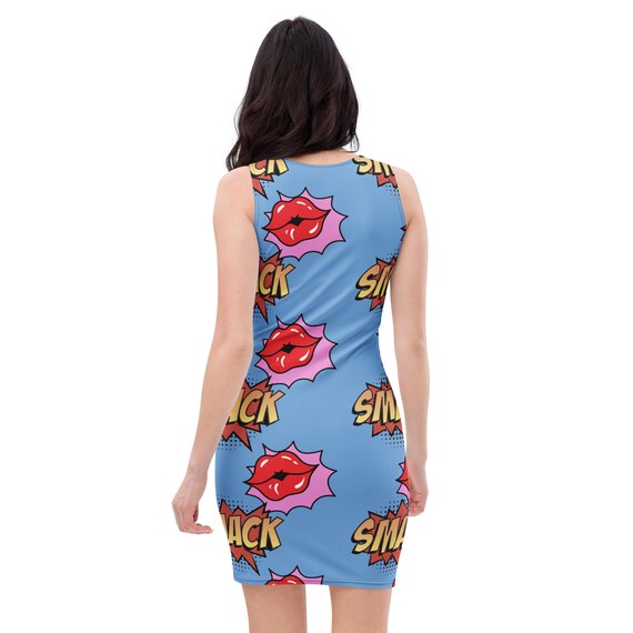 comic book bodycon dress Comic Book Bodycon Dress, Black Woman Art, Lip Smack