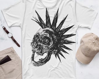 Gothic Punk Rock Skull T-Shirt, Grunge Print Tee